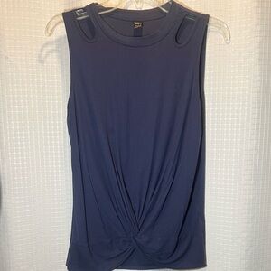 Sleeveless Navy Twist Front Top